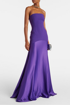 Off Shoulder Satin Splicing Maxi Dress