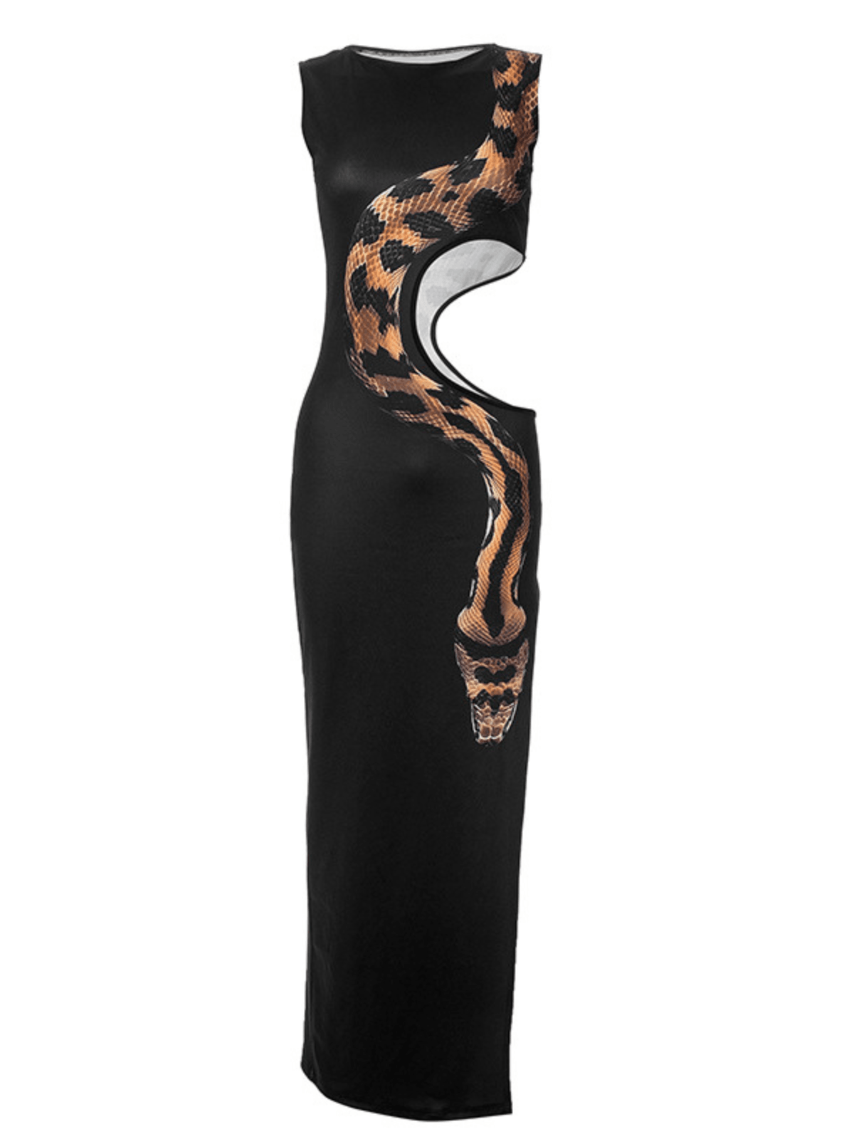 Dualyte Snake Printed Cutout Maxi Dress