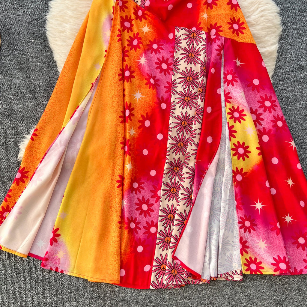 Bohemia Style Printed Halter Dress