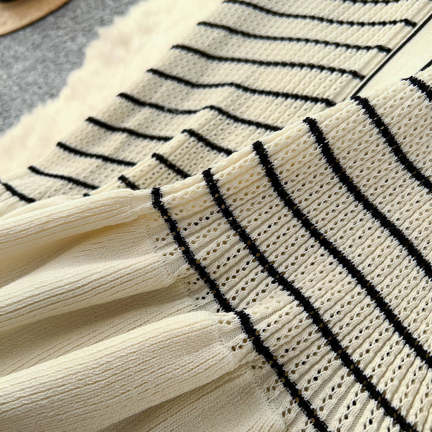Vintage Striped Elastic Knit Dress