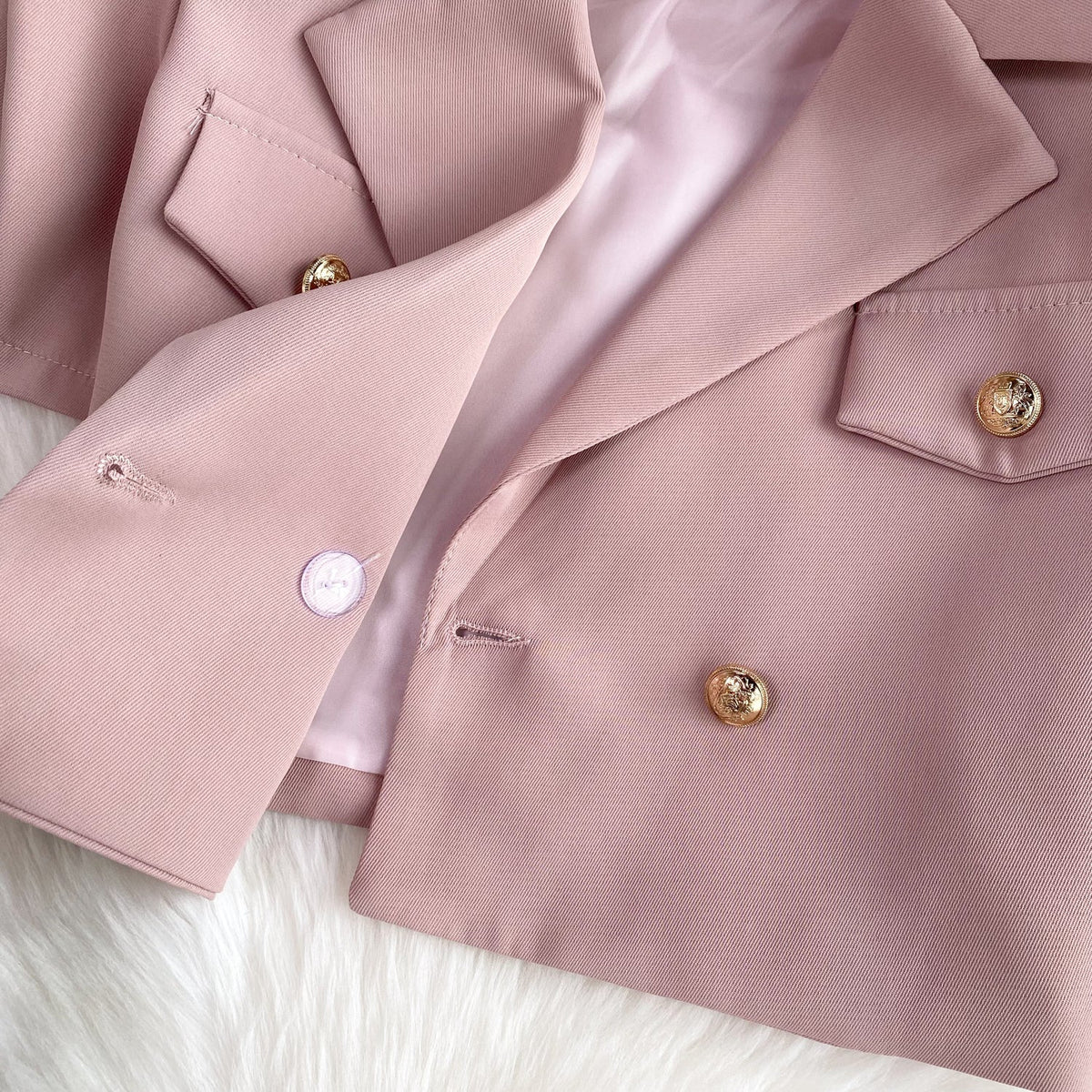 V-neck Blazer&Pleated Skirt 2Pcs