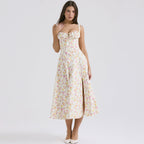 Backless Floral Printed Slip Dress