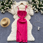 Twisted Knot Pleated Slip Dress