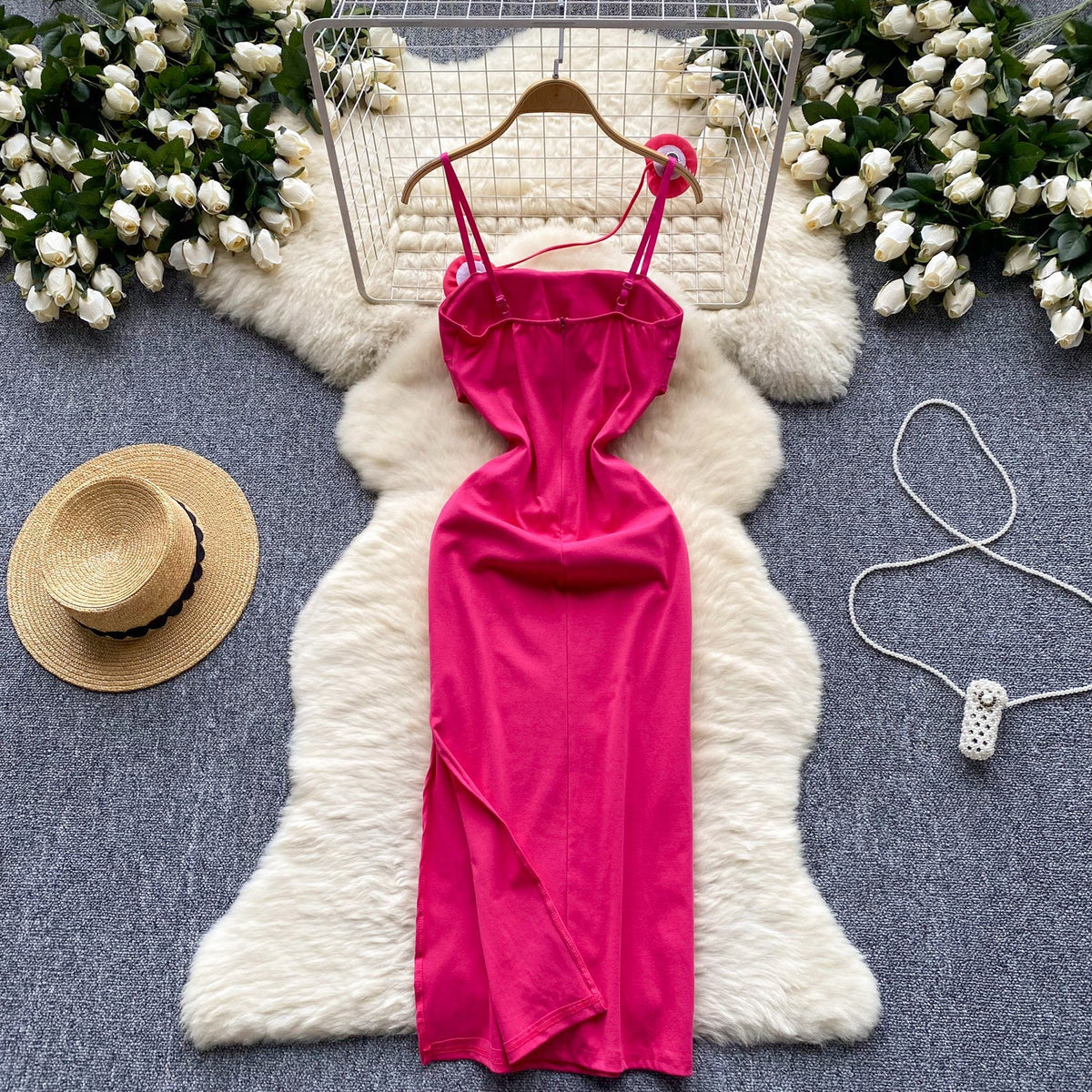 Twisted Knot Pleated Slip Dress