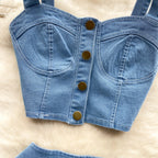 Camisole&Pleated Skirt Denim 2Pcs