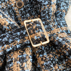 Black Sweater & Plaid Tweed Dress 2Pcs