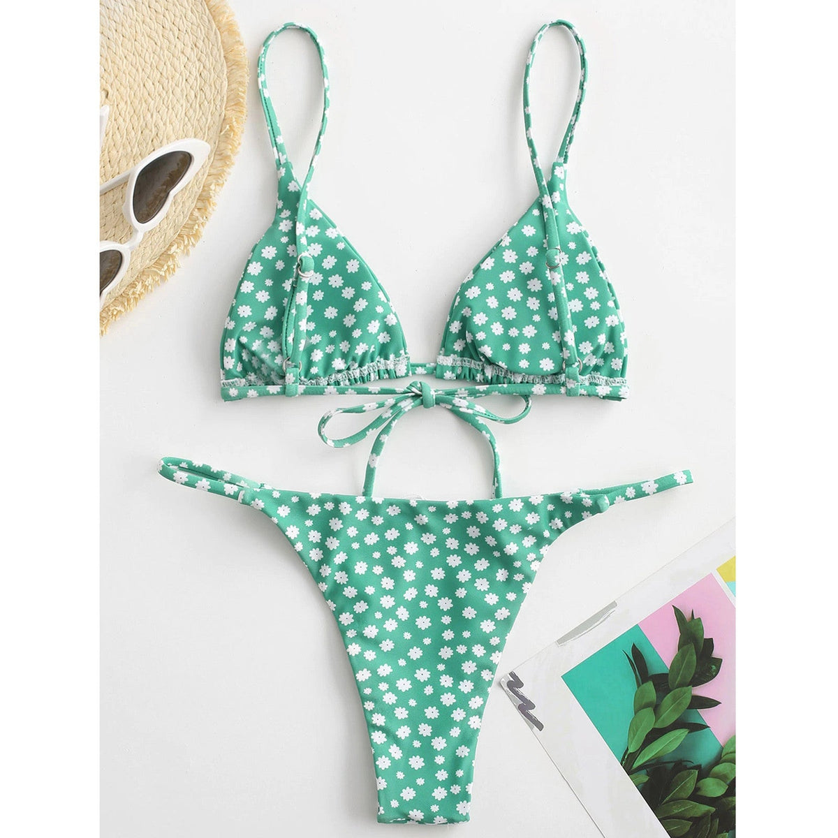 Vintage Printed Three-pieces Bikini