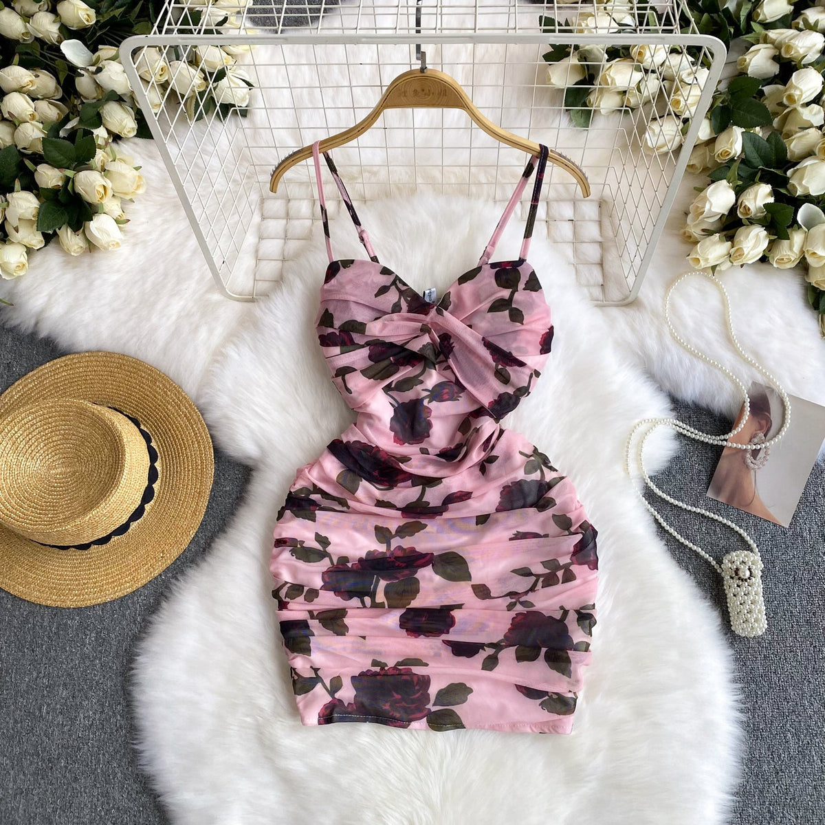 Hottie Pleated Floral Slip Dress