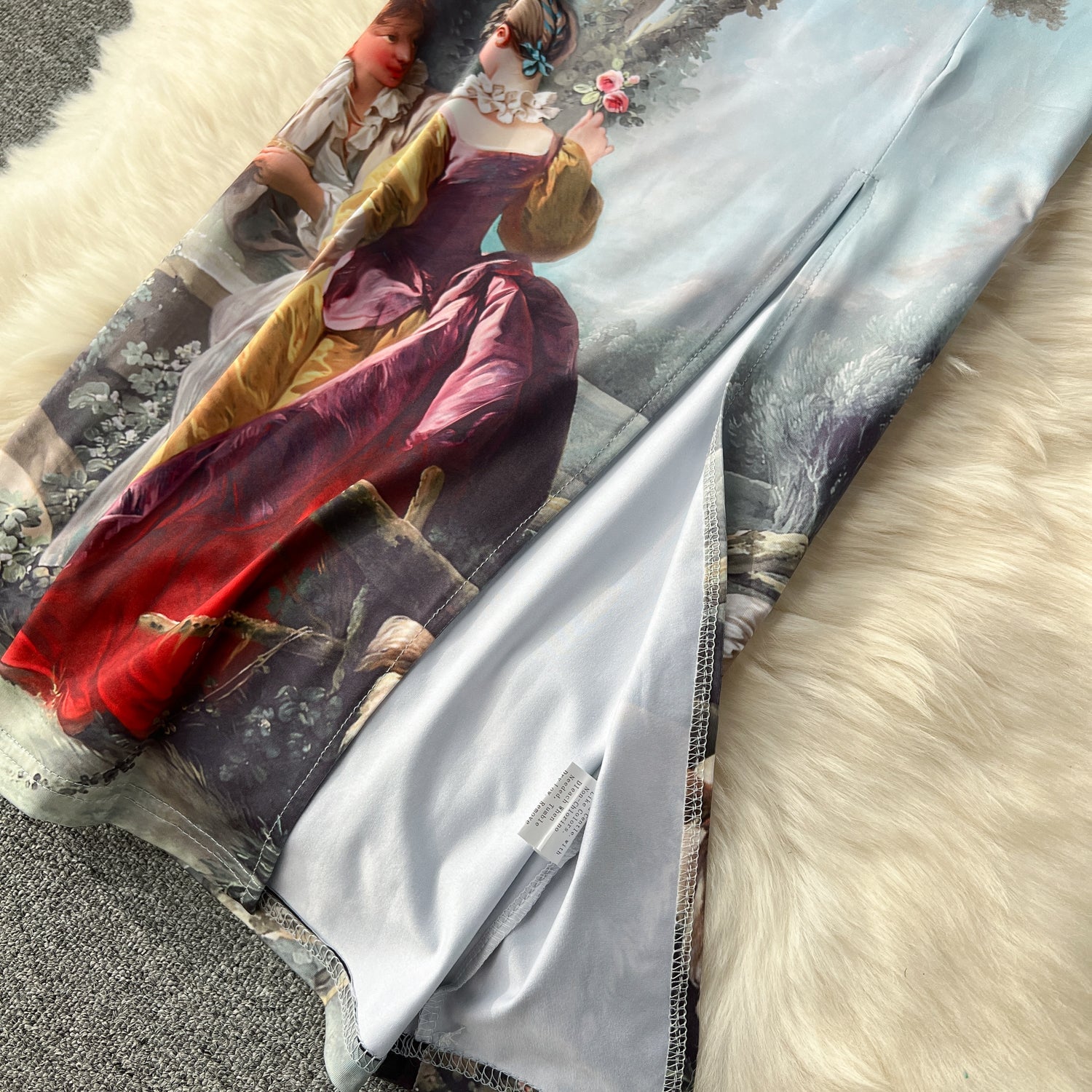 Oil Painting Printed Top&Skirt 2Pcs