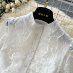 Vintage Ruffled Embroidery Shirt Dress