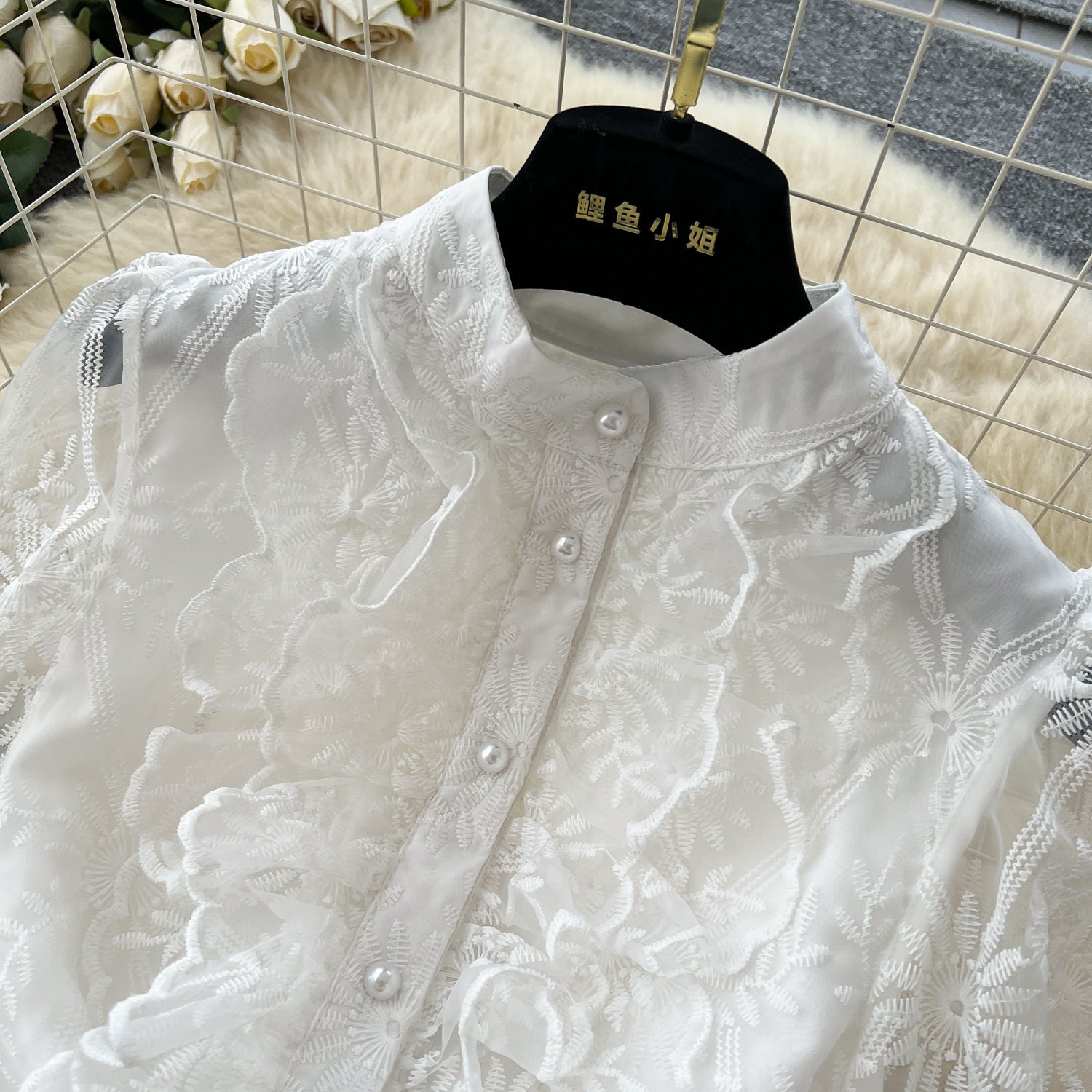 Vintage Ruffled Embroidery Shirt Dress