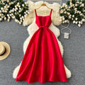 Delicate Solid Color Puffy Slip Dress
