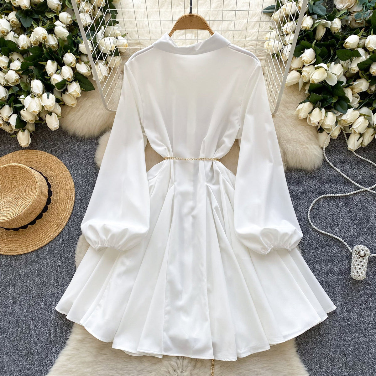 Korean Style Puffy Shirt Dress