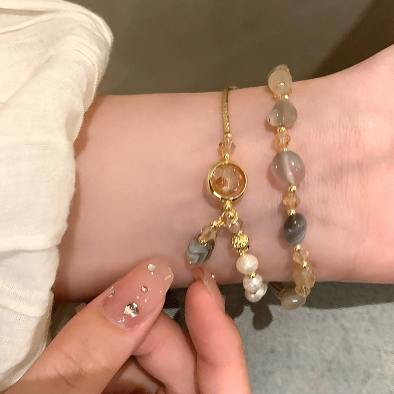 Crystal Double Circle Niche Design Bracelet