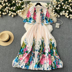 Beaded Crew Neck Printed Dress