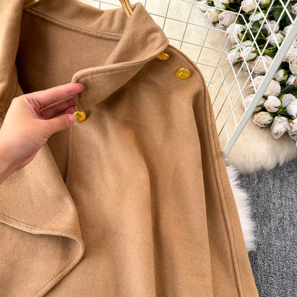 Reversible Tweed Faux Cashmere Shawl Coat