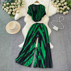 Chiffon T-shirt & Wide-leg Trousers 2Pcs