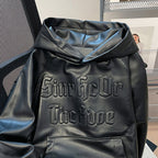 Chic Black PU Sculptured Hoodie