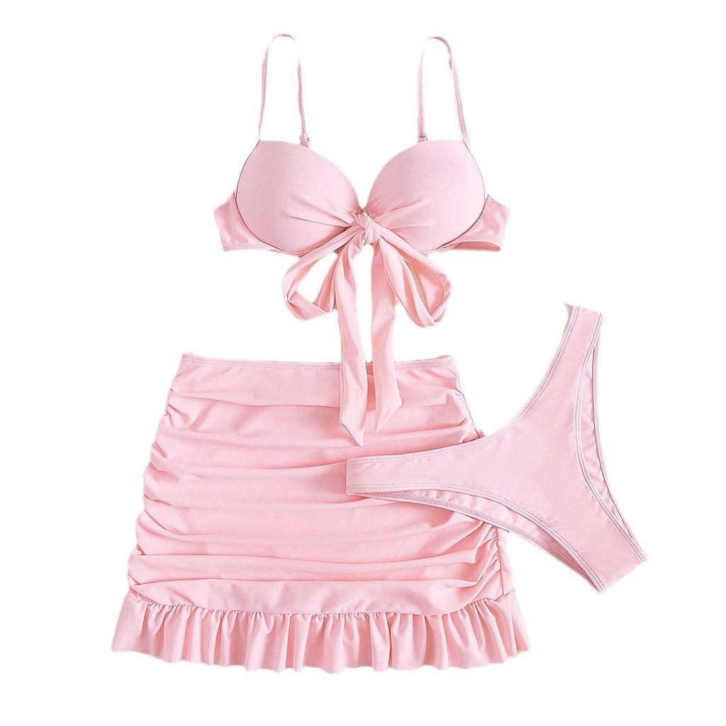 Solid Color Three-piece High wrapping Bikini