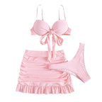 Solid Color Three-piece High wrapping Bikini