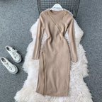 Niche Zipped Patchwork Knitted Dress
