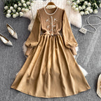 Faux Two-pieces Knitted Patchwork Dress