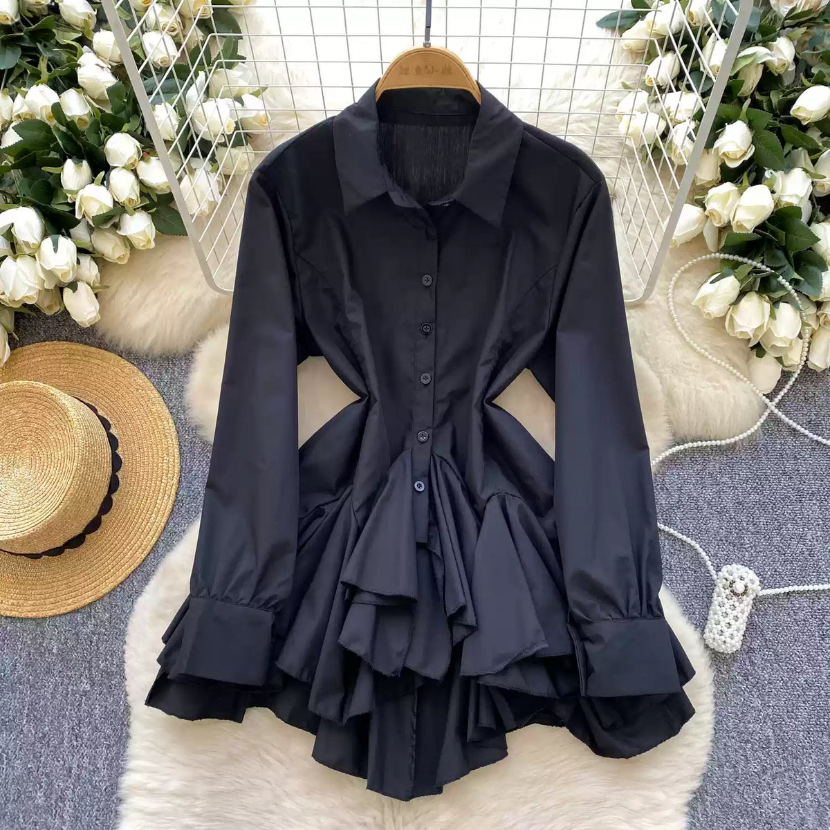Niche Single-breasted Ruffled Shirt