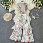 Chiffon T-shirt & Wide-leg Trousers 2Pcs