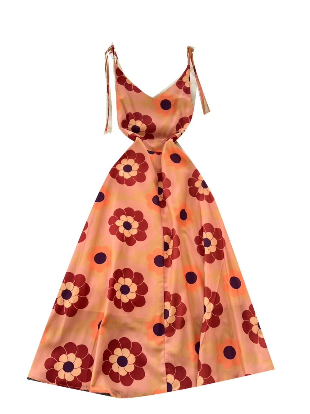 Bohemian Style Printed Backless Slip Dress