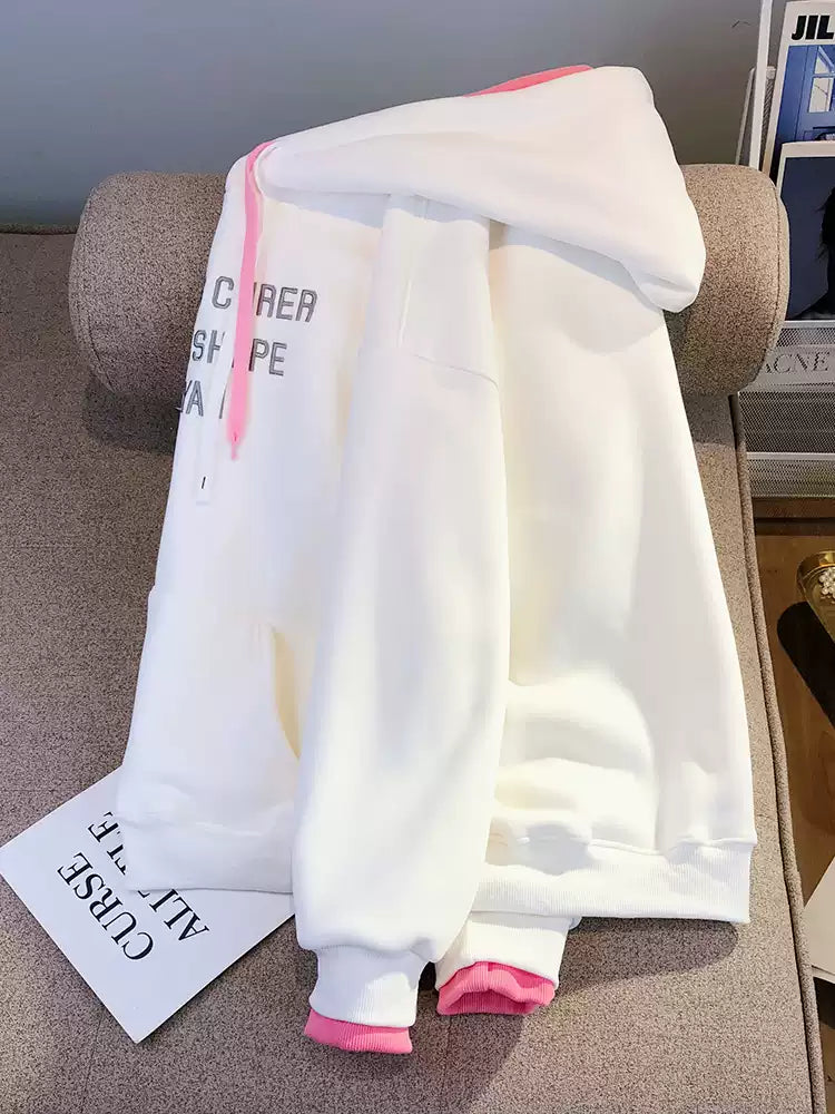 Monogrammed Color Blocking Patchwork Hoodie