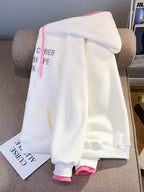 Monogrammed Color Blocking Patchwork Hoodie