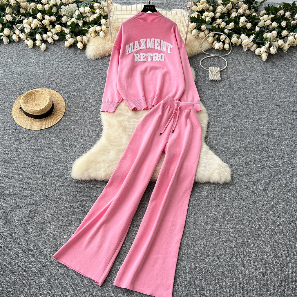 Monogrammed Sweater&Trousers Casual 2Pcs