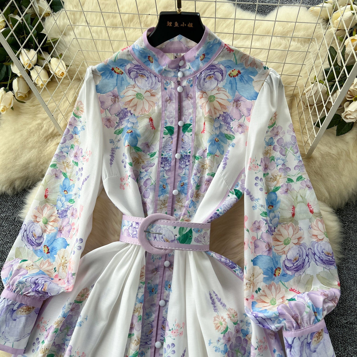Vintage Floral Shirt Dress with Belt