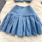 Camisole&Pleated Skirt Denim 2Pcs