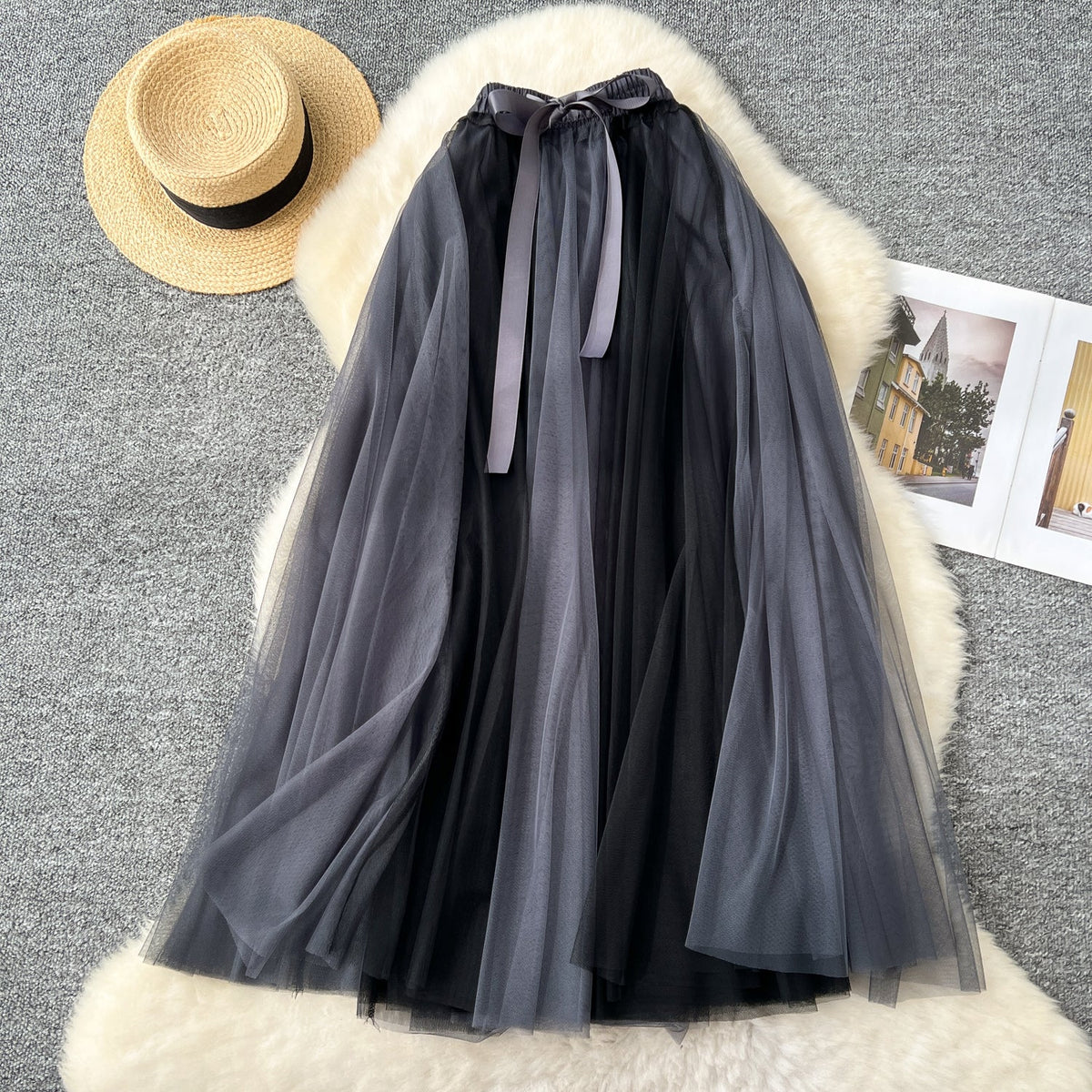 Fairy Color-blocking Puffy Mesh Skirt