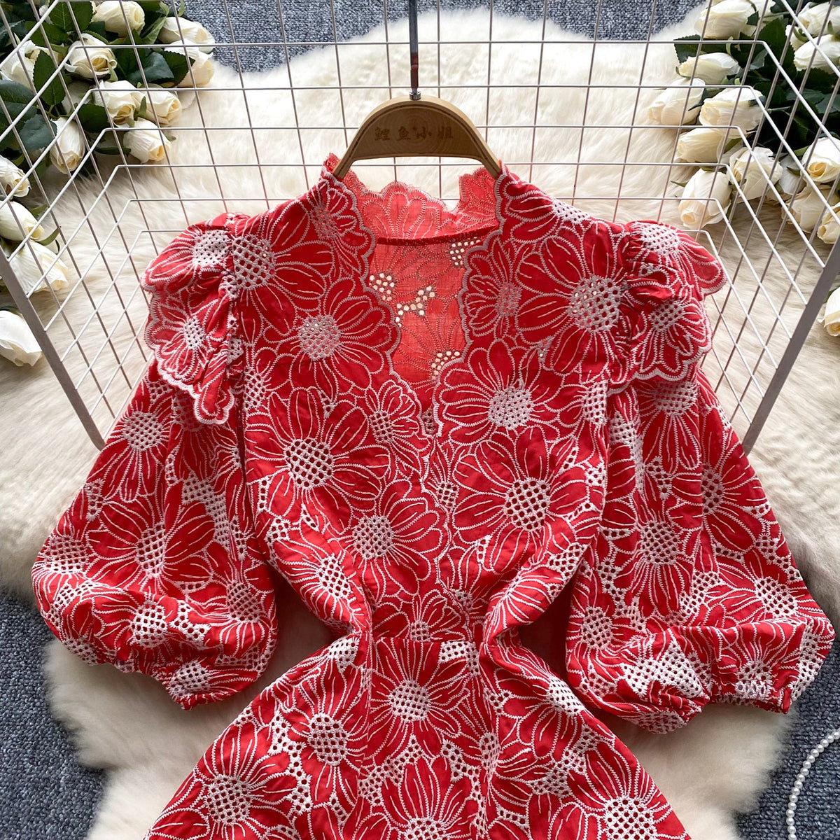 Niche Floral Embroidered Ruffled Dress