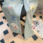 Vintage Graffiti Puppy Straight Jeans