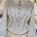 Chic Waist-slimming Stripe Shirt