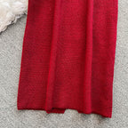 Turtleneck Sweater&Split Skirt 2Pcs