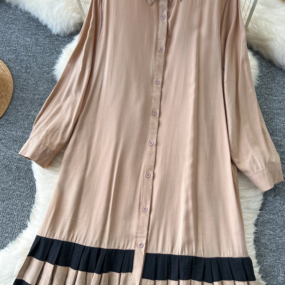 Color Blocking Oversized Shirt Dress
