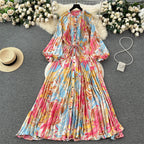 Crew Neck Floral Printed Shirt Dress