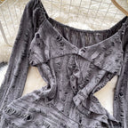 Irregular Design Ruffled Ripped Top