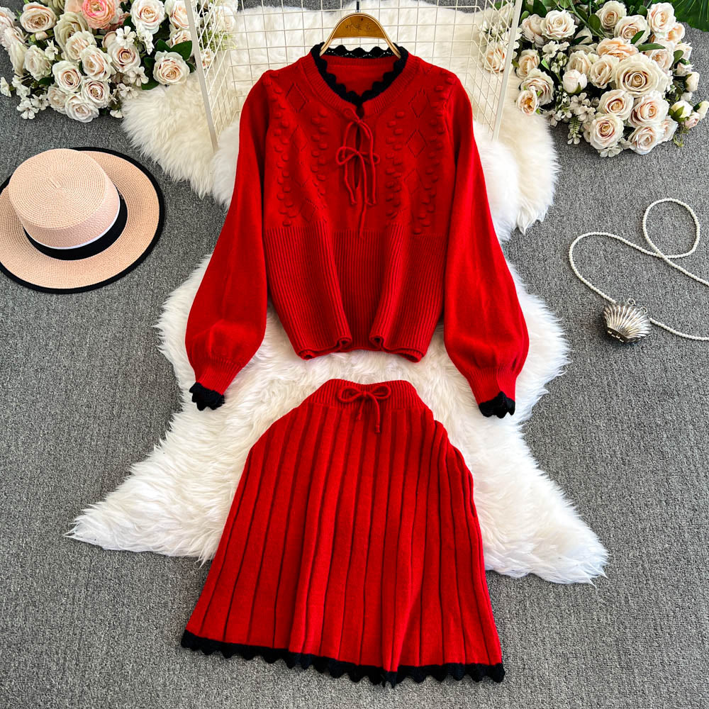 Sweetie Sweater&Pleated Skirt 2Pcs
