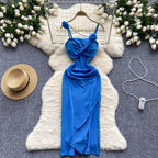 Twisted Knot Pleated Slip Dress