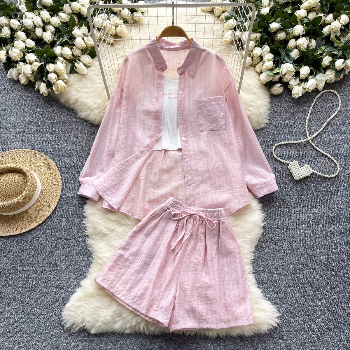 Shirt&Camisole&Shorts Sportswear 3Pcs