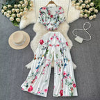 Chiffon T-shirt & Wide-leg Trousers 2Pcs