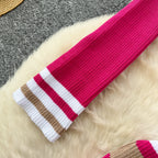 Colorful Stripe Sweater&Skirt Knitted 2Pcs