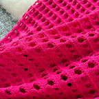 Plaid Hollowed Knitted Slip Dress