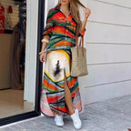 Niche Colorful Printed Shirt Dress