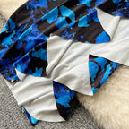 Asymmetric Ruffled Printed Halter Dress